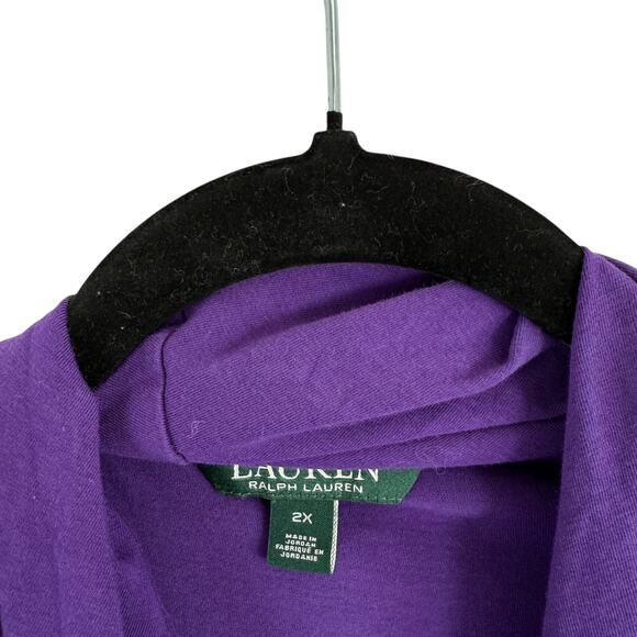 Lauren Ralph Lauren Purple Faux Wrap Blouse Office Stretch Womens Plus Size 2x - Picture 3 of 5